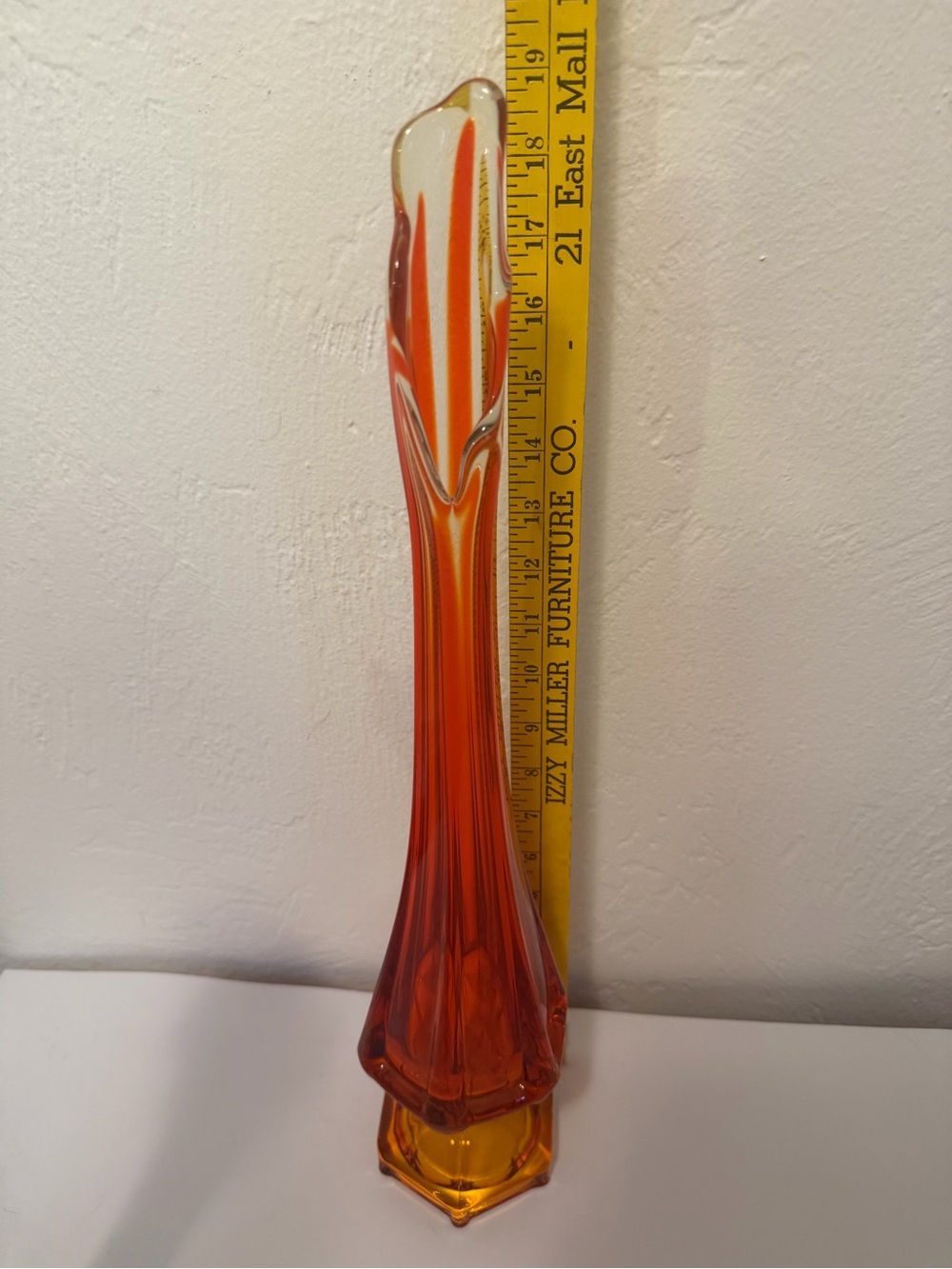 Viking 19” Mid Century Swung Vase in Persimmon